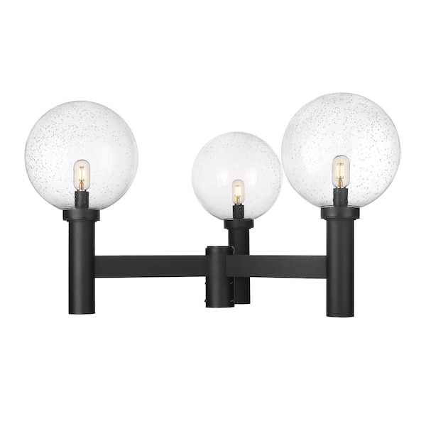 Z-Lite Laurent Outdoor Post Mount Fixture, 3-Light, 39 In.W x 22.5 In.H, Black/Clear Seedy 599BP3-BK - main